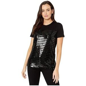 LAUREN RALPH LAUREN‎ Women's Sequined Striped Shirt Black Size Medium M NEW